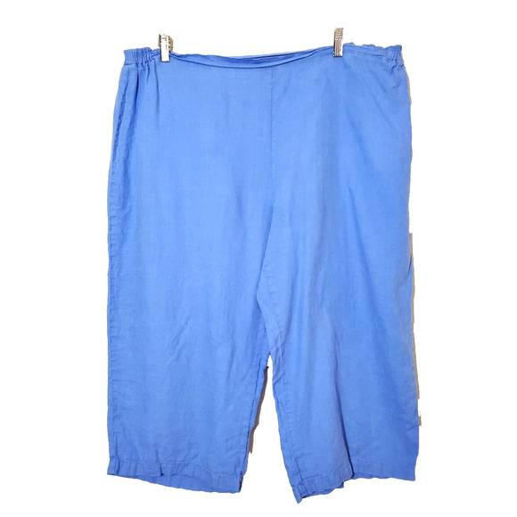 FLAX Womens 1G Linen Pants Cropped Capri Periwinkle Plus Size 18-20 - Picture 12 of 12